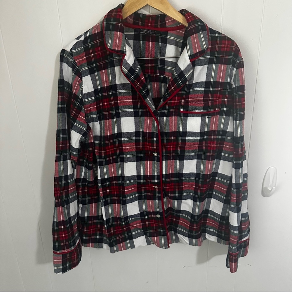 Vineyard Vines Red and Black Cuffed Sleeve Button Down Shirt